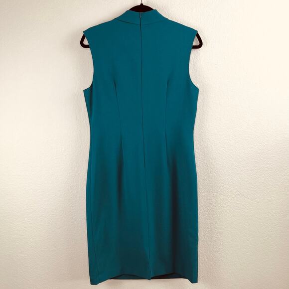 Harper Rose Teal Career Back Vent Sleeveless Tie Neck Sheath Mini Dress 12 NWOT - Picture 13 of 13